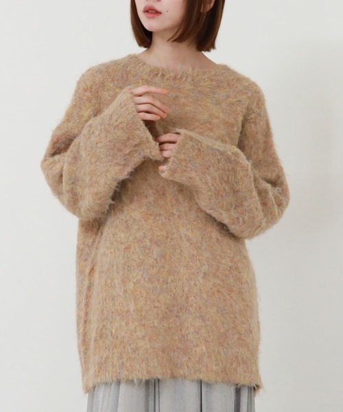 archives（アルシーヴ）の「シャギーミドルルーズニット（ニット/セーター・レディース・アイボリー/オレンジ/グレー/グリーン系その他・MEDIUM）」の4枚目の写真