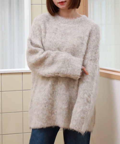 archives（アルシーヴ）の「シャギーミドルルーズニット（ニット/セーター・レディース・アイボリー/オレンジ/グレー/グリーン系その他・MEDIUM）」の2枚目の写真