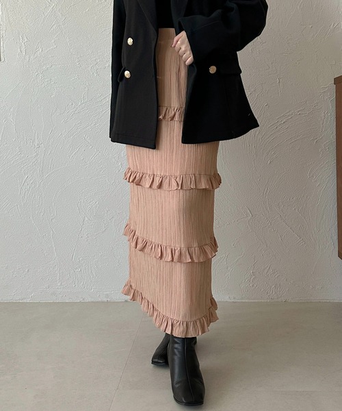 apres jour clair(アプレジュールクレア)の「【apres jour clair】フリルデザインスカート【ZOZOTOWN限定アイテム】(スカート・レディース・ピンクベージュ/ブラック/オフホワイト・フリー/X-LARGE)」の3枚目の写真