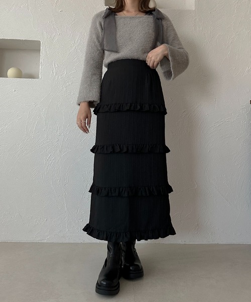 apres jour clair(アプレジュールクレア)の「【apres jour clair】フリルデザインスカート【ZOZOTOWN限定アイテム】(スカート・レディース・ピンクベージュ/ブラック/オフホワイト・フリー/X-LARGE)」の9枚目の写真