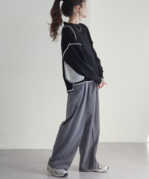 チョココロネ　Cニット グレー KOBE LETTUCE ニット セーター 長袖 50代 40代 30代 モヘア