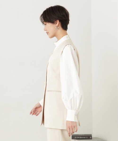 N.(N. Natural Beauty Basic)(エヌエヌナチュラルビューティーベーシック)の「【セットアップ対応】◆ノーカラーダブルジレ(ベスト・レディース・グレー/ブラック/ホワイト・MEDIUM)」の13枚目の写真