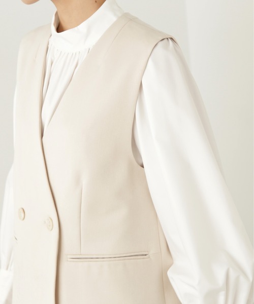 N.(N. Natural Beauty Basic)(エヌエヌナチュラルビューティーベーシック)の「【セットアップ対応】◆ノーカラーダブルジレ(ベスト・レディース・グレー/ブラック/ホワイト・MEDIUM)」の15枚目の写真