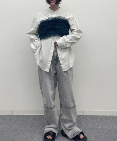 ottilie（オティーリエ）の「ottilie ボリュームフラッフィーバンドゥビスチェ（Tシャツ/カットソー・レディース・ブラック/ベージュ/グリーン・FREE）」の13枚目の写真