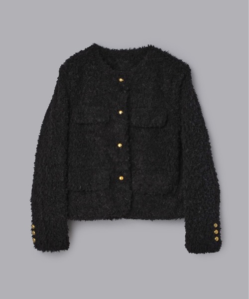 Olu.(オルドット)の「ポケットデザインボアアウター(ノーカラーコート・レディース・ベージュ/ブラック・FREE)」の18枚目の写真