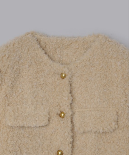 Olu.(オルドット)の「ポケットデザインボアアウター(ノーカラーコート・レディース・ベージュ/ブラック・FREE)」の20枚目の写真