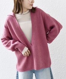 【WEB限定】SHIPS any: AQUA カシミヤ ミックス Vネック ルーズ ニット プルオーバー