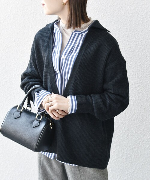 SHIPS any(シップス エニィ)の「【WEB限定】SHIPS any: AQUA カシミヤ ミックス Vネック ルーズ ニット プルオーバー(ニット/セーター・レディース・チャコールグレー/ベージュ/ライトグリーン/ラベンダー・ONE SIZE)」の19枚目の写真