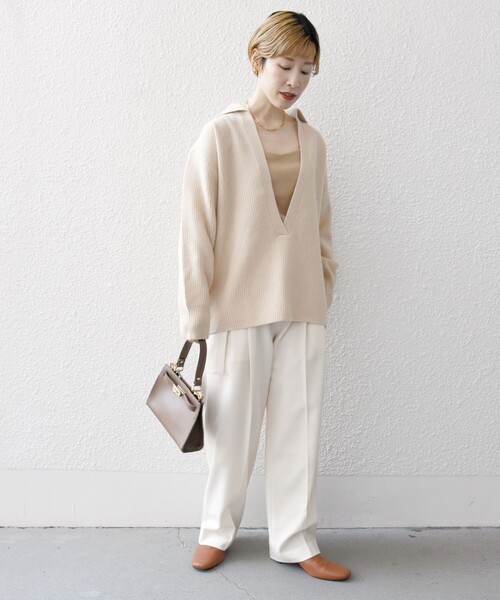 SHIPS any(シップス エニィ)の「【WEB限定】SHIPS any: AQUA カシミヤ ミックス Vネック ルーズ ニット プルオーバー(ニット/セーター・レディース・チャコールグレー/ベージュ/ライトグリーン/ラベンダー・ONE SIZE)」の20枚目の写真