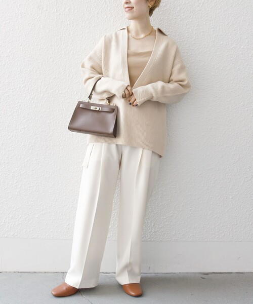 SHIPS any(シップス エニィ)の「【WEB限定】SHIPS any: AQUA カシミヤ ミックス Vネック ルーズ ニット プルオーバー(ニット/セーター・レディース・チャコールグレー/ベージュ/ライトグリーン/ラベンダー・ONE SIZE)」の22枚目の写真