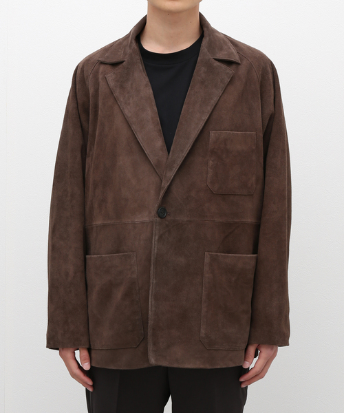EDIFICE（エディフィス）の「ゴート スエード ホスピタル ジャケット（テーラードジャケット・メンズ・ネイビー/ブラウン・MEDIUM/LARGE）」の4枚目の写真