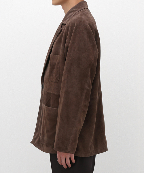 EDIFICE（エディフィス）の「ゴート スエード ホスピタル ジャケット（テーラードジャケット・メンズ・ネイビー/ブラウン・MEDIUM/LARGE）」の5枚目の写真