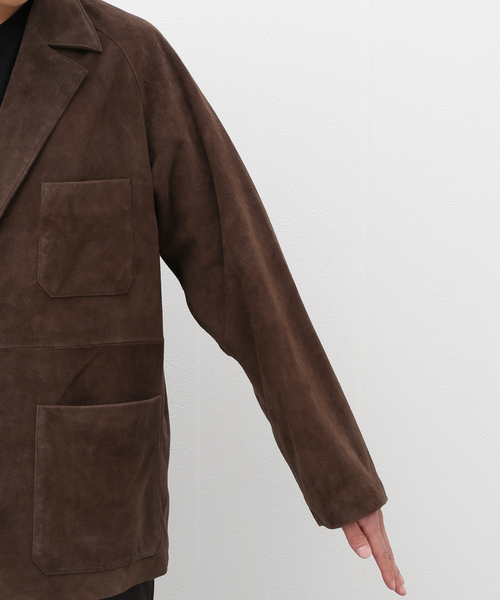 EDIFICE（エディフィス）の「ゴート スエード ホスピタル ジャケット（テーラードジャケット・メンズ・ネイビー/ブラウン・MEDIUM/LARGE）」の9枚目の写真