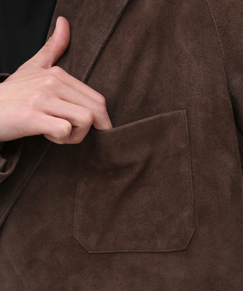 EDIFICE（エディフィス）の「ゴート スエード ホスピタル ジャケット（テーラードジャケット・メンズ・ネイビー/ブラウン・MEDIUM/LARGE）」の11枚目の写真