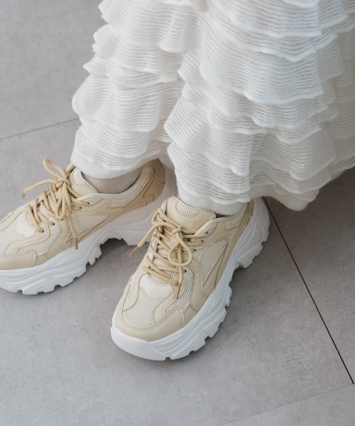 Kastane（カスタネ）の「プラットフォームスニーカー（スニーカー・レディース・ブラック/アイボリー/ホワイト/ライトグレー・36/37/38）」の9枚目の写真