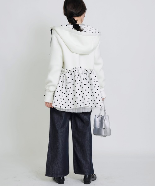 PICCIN PERLA(ピッチンペルラ)の「裾フロッキードットフードパーカー(パーカー・レディース・ブラック/オフホワイト・S/M)」の15枚目の写真