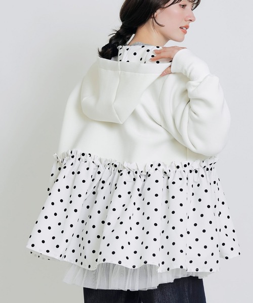 PICCIN PERLA(ピッチンペルラ)の「裾フロッキードットフードパーカー(パーカー・レディース・ブラック/オフホワイト・S/M)」の11枚目の写真