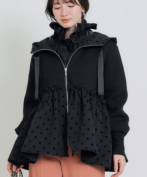 PICCIN PERLA(ピッチンペルラ)の「裾フロッキードットフードパーカー(パーカー・レディース・ブラック/オフホワイト・S/M)」の19枚目の写真