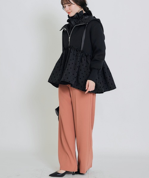 PICCIN PERLA(ピッチンペルラ)の「裾フロッキードットフードパーカー(パーカー・レディース・ブラック/オフホワイト・S/M)」の22枚目の写真
