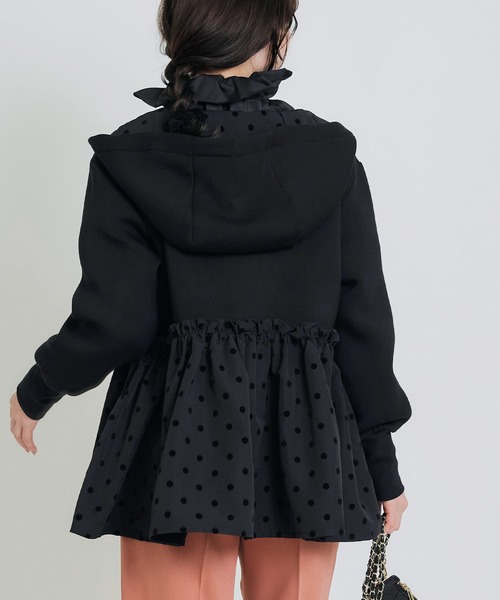 PICCIN PERLA(ピッチンペルラ)の「裾フロッキードットフードパーカー(パーカー・レディース・ブラック/オフホワイト・S/M)」の18枚目の写真