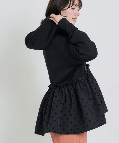 PICCIN PERLA(ピッチンペルラ)の「裾フロッキードットフードパーカー(パーカー・レディース・ブラック/オフホワイト・S/M)」の17枚目の写真