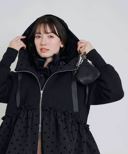 PICCIN PERLA(ピッチンペルラ)の「裾フロッキードットフードパーカー(パーカー・レディース・ブラック/オフホワイト・S/M)」の20枚目の写真