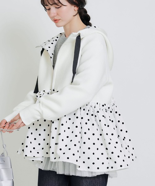 PICCIN PERLA(ピッチンペルラ)の「裾フロッキードットフードパーカー(パーカー・レディース・ブラック/オフホワイト・S/M)」の12枚目の写真
