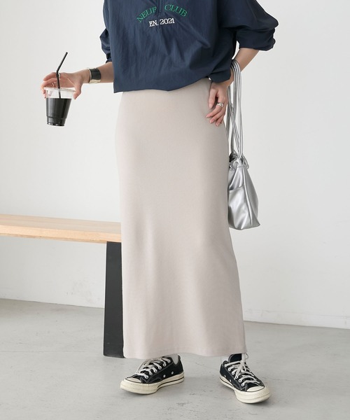 BONLECILL（ボンルシール）の「【丈が選べる2サイズ展開】ストレッチカットリブナロースカート（スカート・レディース・チャコールグレー/杢グレー/グレイッシュベージュ/アイボリー/ブラック・M～Ｌ/S～Ｍ）」の20枚目の写真