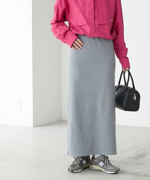 BONLECILL（ボンルシール）の「【丈が選べる2サイズ展開】ストレッチカットリブナロースカート（スカート・レディース・チャコールグレー/杢グレー/グレイッシュベージュ/アイボリー/ブラック・M～Ｌ/S～Ｍ）」の7枚目の写真