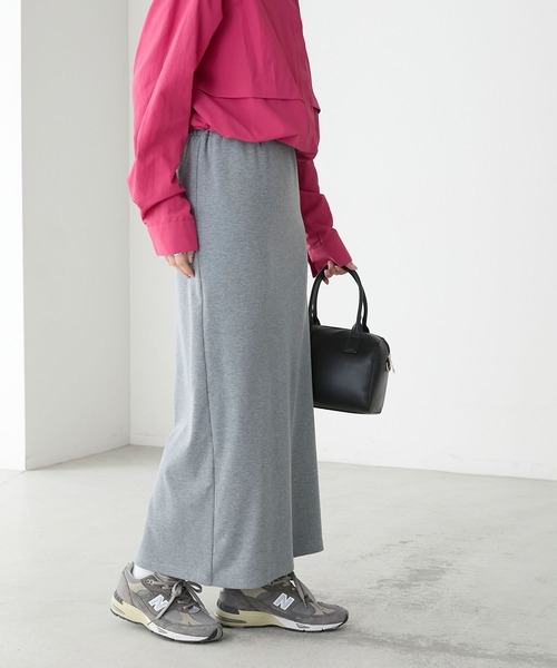 BONLECILL（ボンルシール）の「【丈が選べる2サイズ展開】ストレッチカットリブナロースカート（スカート・レディース・チャコールグレー/杢グレー/グレイッシュベージュ/アイボリー/ブラック・M～Ｌ/S～Ｍ）」の8枚目の写真