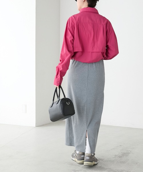 BONLECILL（ボンルシール）の「【丈が選べる2サイズ展開】ストレッチカットリブナロースカート（スカート・レディース・チャコールグレー/杢グレー/グレイッシュベージュ/アイボリー/ブラック・M～Ｌ/S～Ｍ）」の11枚目の写真