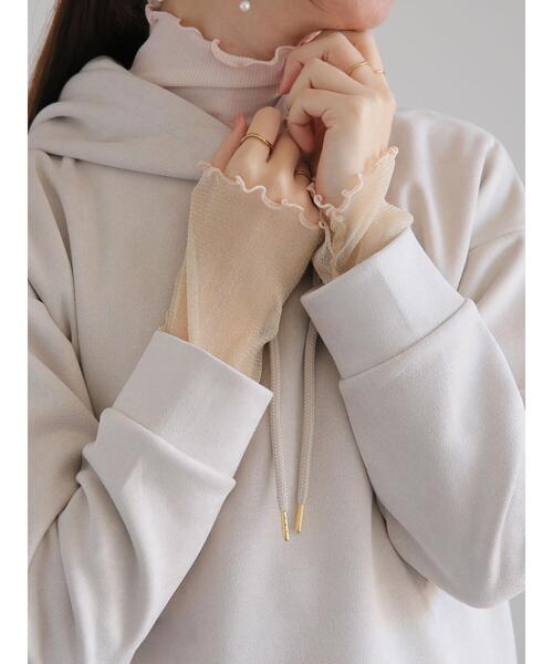 Te chichi(テチチ)の「シャーリングチュール袖切替リブトップス(Tシャツ/カットソー・レディース・ミント/ベージュ/グレー・F)」の1枚目の写真