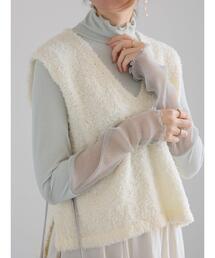 Te chichi | シャーリングチュール袖切替リブトップス(Tシャツ/カットソー)