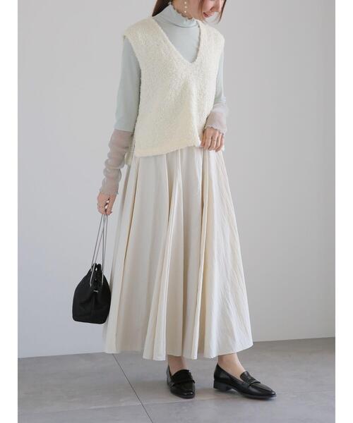 Te chichi(テチチ)の「シャーリングチュール袖切替リブトップス(Tシャツ/カットソー・レディース・ミント/ベージュ/グレー・F)」の4枚目の写真