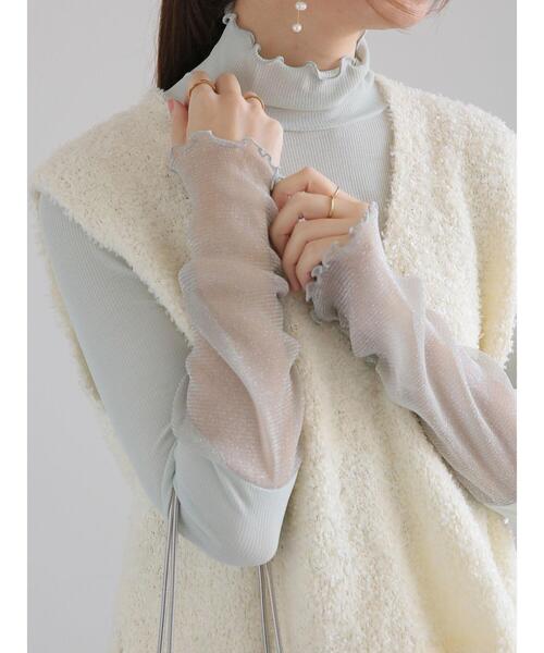 Te chichi(テチチ)の「シャーリングチュール袖切替リブトップス(Tシャツ/カットソー・レディース・ミント/ベージュ/グレー・F)」の10枚目の写真