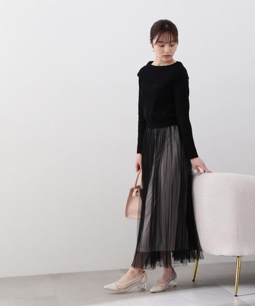チュールプリーツニットドッキングワンピース PROPORTION BODY DRESSING（プロポーションボディドレッシング）の
