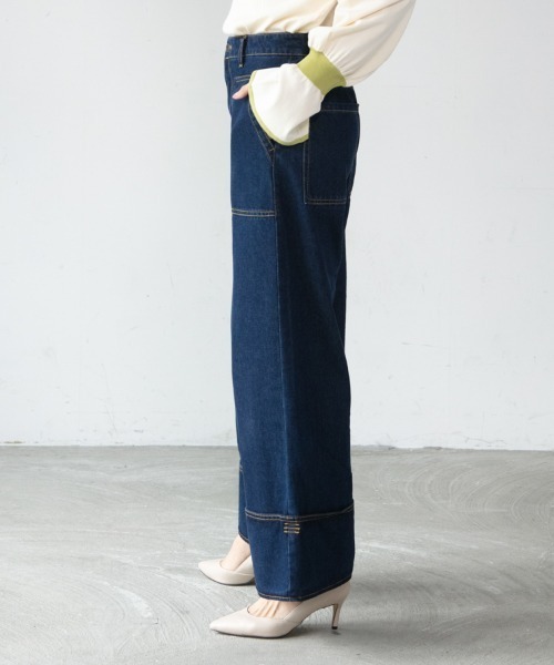 M.deux（エムドゥ）の「◎ステッチワイドデニム◎（デニムパンツ・レディース・ネイビー/ブラック・SMALL/MEDIUM）」の16枚目の写真