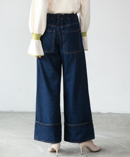 M.deux（エムドゥ）の「◎ステッチワイドデニム◎（デニムパンツ・レディース・ネイビー/ブラック・SMALL/MEDIUM）」の6枚目の写真