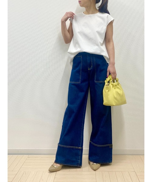 M.deux（エムドゥ）の「◎ステッチワイドデニム◎（デニムパンツ・レディース・ネイビー/ブラック・SMALL/MEDIUM）」の3枚目の写真