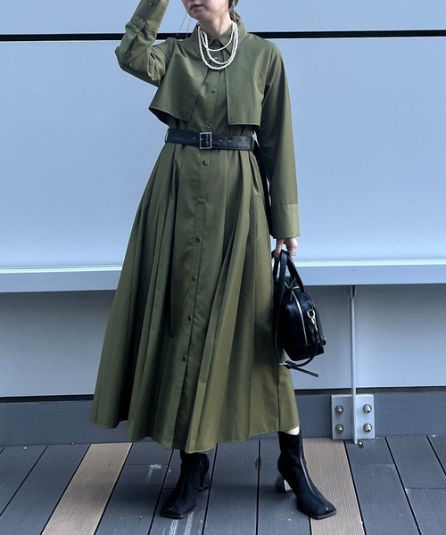 HARE（ハレ）の「プリーツフェイクレザーベルトワンピース(HARE