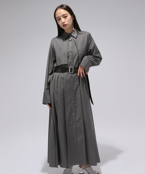 HARE（ハレ）の「プリーツフェイクレザーベルトワンピース(HARE