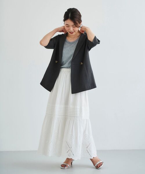 le.coeur blanc（ルクールブラン）の「カットワークレーススカート（スカート・レディース・オフホワイト/ブラック・38）」の19枚目の写真