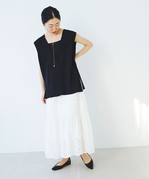 le.coeur blanc（ルクールブラン）の「カットワークレーススカート（スカート・レディース・オフホワイト/ブラック・38）」の13枚目の写真