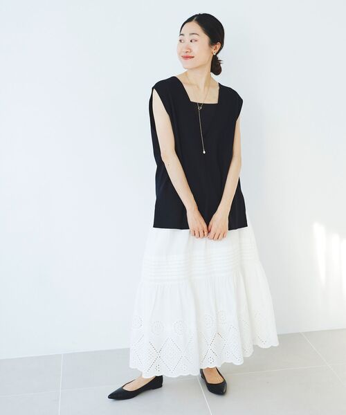 le.coeur blanc（ルクールブラン）の「カットワークレーススカート（スカート・レディース・オフホワイト/ブラック・38）」の14枚目の写真
