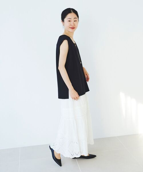 le.coeur blanc（ルクールブラン）の「カットワークレーススカート（スカート・レディース・オフホワイト/ブラック・38）」の15枚目の写真
