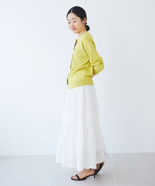 le.coeur blanc（ルクールブラン）の「カットワークレーススカート（スカート・レディース・オフホワイト/ブラック・38）」の18枚目の写真