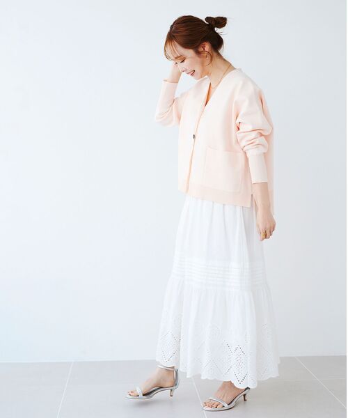 le.coeur blanc（ルクールブラン）の「カットワークレーススカート（スカート・レディース・オフホワイト/ブラック・38）」の9枚目の写真