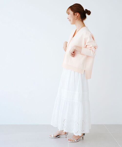 le.coeur blanc（ルクールブラン）の「カットワークレーススカート（スカート・レディース・オフホワイト/ブラック・38）」の10枚目の写真