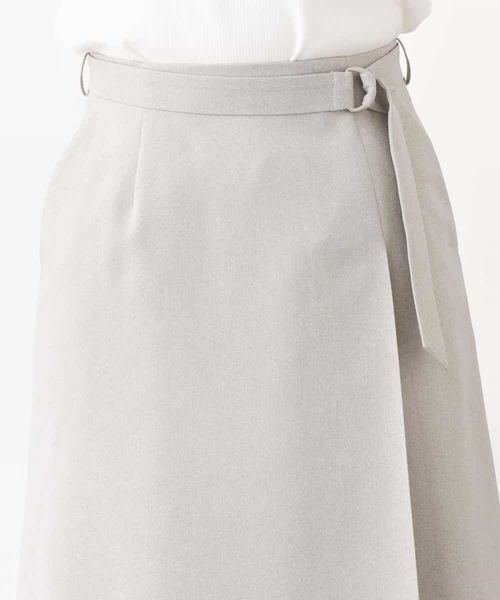 OFUON le MK（オフオンルエムケー）の「ナチュラルストレッチ ドライタッチラップ風デザインスカート/洗える（スカート・レディース・ライトグレー/ブラック・40/38/36）」の11枚目の写真