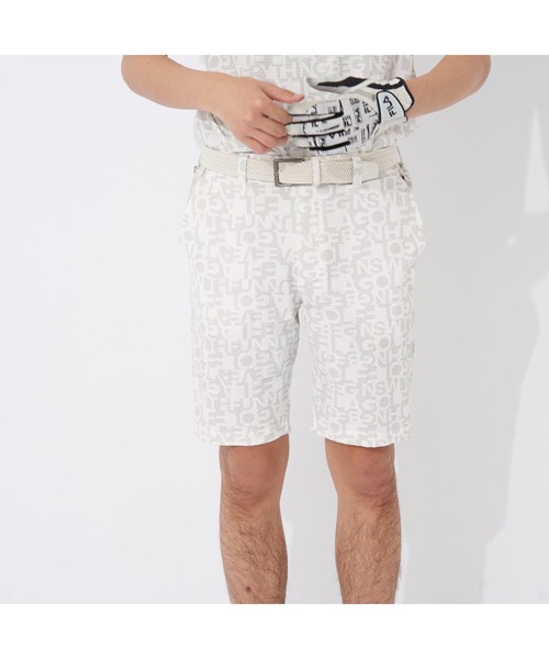 【セール】FILA GOLF/フィラゴルフ ゴルフウェア ブランド ロゴ吸汗速乾 UVカット ストレッチ 総柄 Dカン付き ウエストシャーリング サッカーワイド ハーフパンツ ショートパンツ（その他パンツ）｜FILA GOLF（フィラゴルフ ）